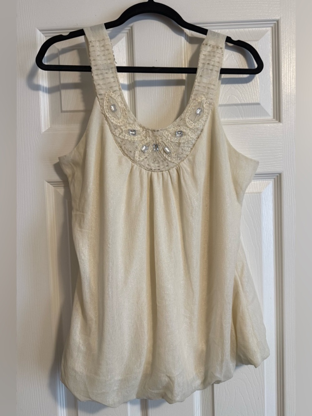 Studio Y Cream Beaded Scoop Neck Camisole